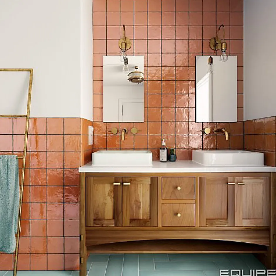 Carrelage Effet Zellige Orange LA RIVIERA 13,2x13,2 Ginger - Les Carreaux de Jean-Gioia Materia Best