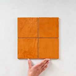 Carrelage Effet Zellige Orange LA RIVIERA 13,2x13,2 Ginger - Les Carreaux de Jean-Gioia Materia Best