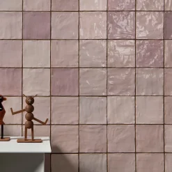 Carrelage effet Zellige Rose 10x10x0,85 cm Brillant Orisel - Mur intérieur --Ro'Ma Carrelage Outlet