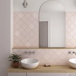Gioia Materia Carrelage Effet Zellige Rose LA RIVIERA 13,2x13,2 Rose - Les Carreaux de Jean
