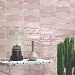 Ro'Ma Carrelage Carrelage effet Zellige Rose 20x6,5x0,85 cm Brillant Orisel - Mur intérieur -