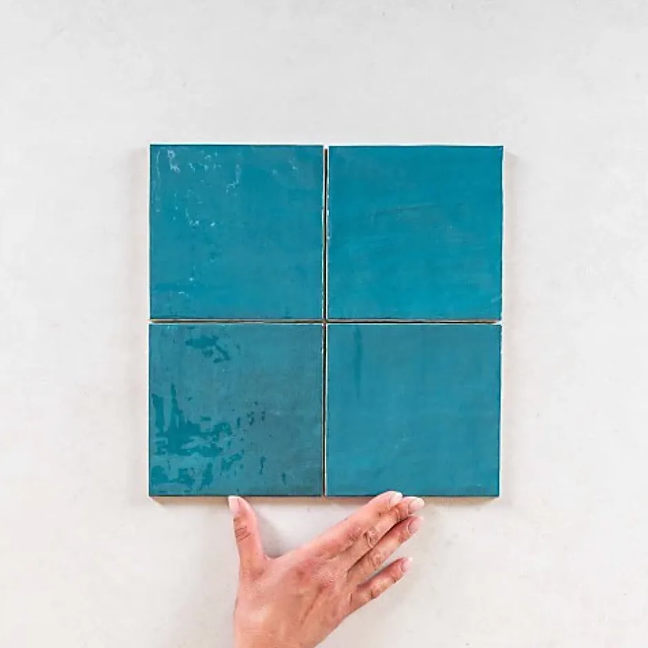 Carrelage Effet Zellige Turquoise LA RIVIERA 13,2x13,2 Quetzal - Les Carreaux de Jean-Gioia Materia Clearance