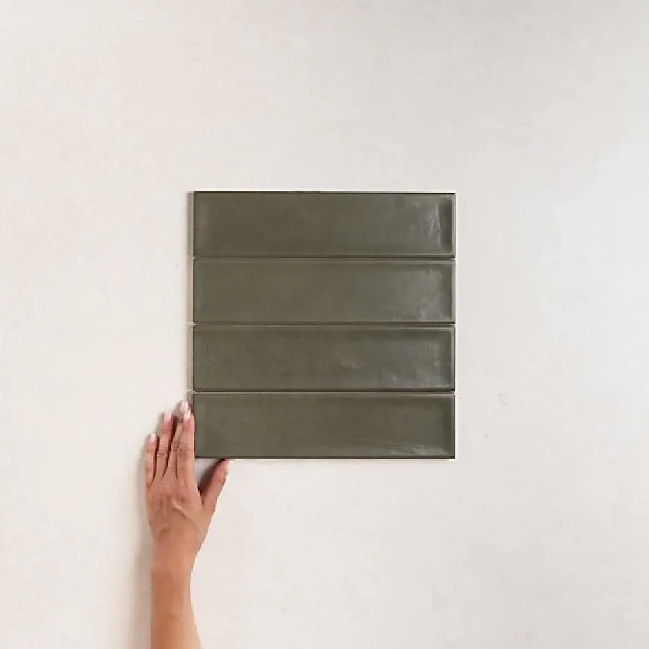 Les Carreaux De Jean Carrelage Effet Zellige Vert Foncé NARA Oliva Mate 7,5x30cm - Les Carreaux de Jean