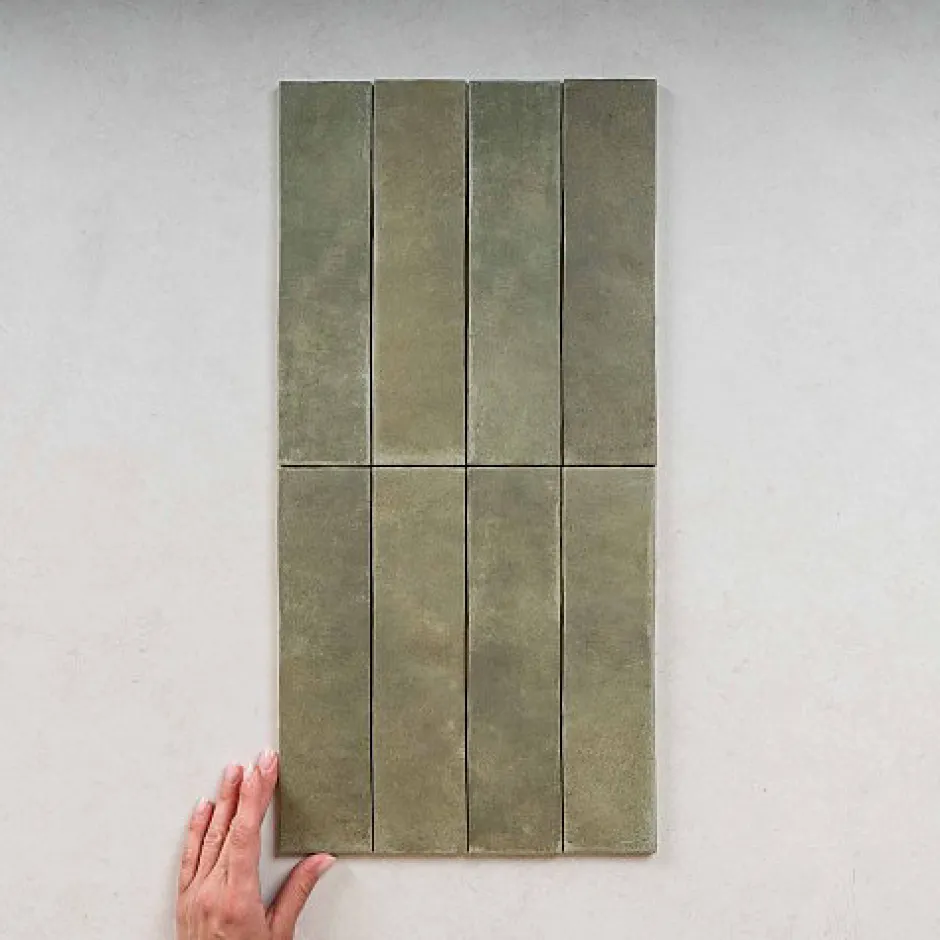 Carrelage Effet Zellige Vert ARGILE 6x24,6 Khaki - Les Carreaux de Jean-Gioia Materia Discount