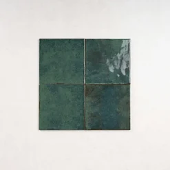 Les Carreaux De Jean  Carrelage Effet Zellige Vert Émeraude AGADIR - Selva 14,7x14,7 - Les Carreaux de Jean