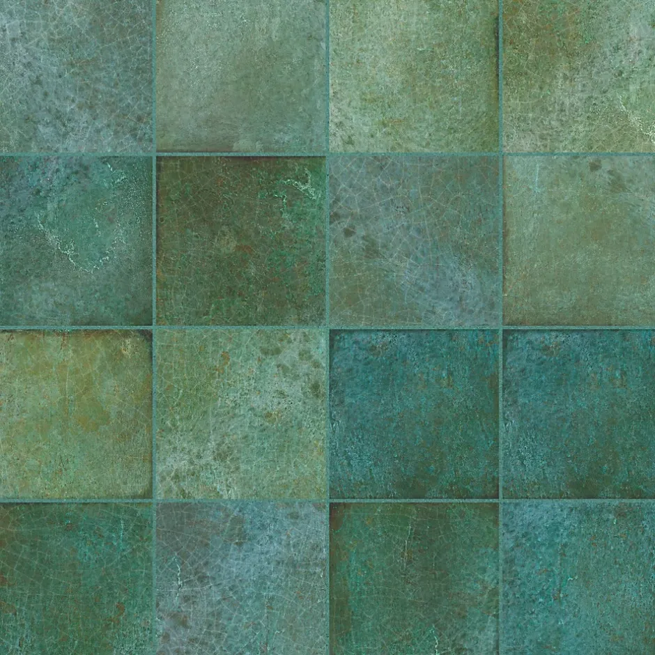 Ro'Ma Carrelage Carrelage effet Zellige Vert 10x10x0,85 cm Caldero - Mur intérieur -