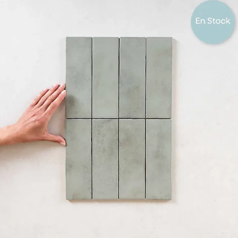 Carrelage Effet Zellige Vert Sauge MITTE Verde 6,5x20 - Les Carreaux de Jean-Les Carreaux De Jean Clearance