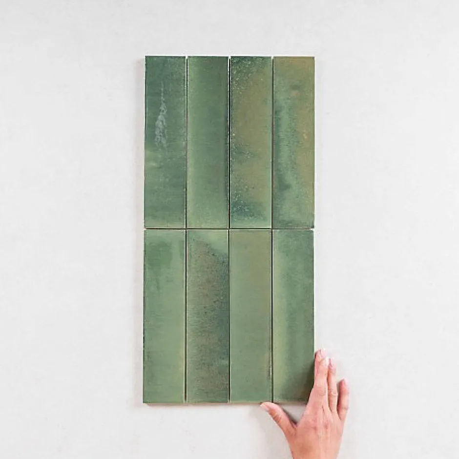 Carrelage Effet Zellige Vert TANGER 6x24 Forest - Les Carreaux de Jean-Les Carreaux De Jean Discount