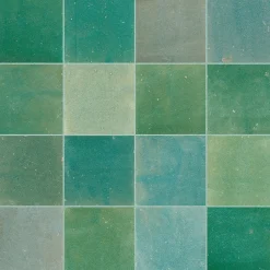 Ro'Ma Carrelage Carrelage effet Zellige Vert 10x10x0,85 cm Mat Serinor - Mur intérieur -