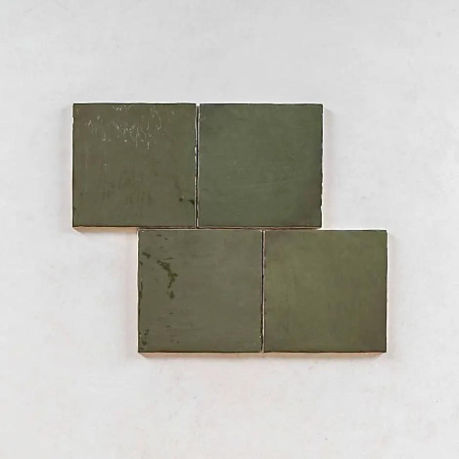 Carrelage Effet Zellige Vert LA RIVIERA 13,2x13,2 Botanical Green - Les Carreaux de Jean-Gioia Materia