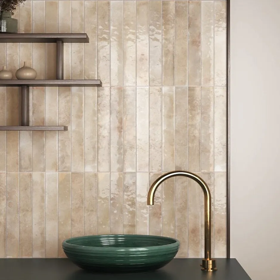 Concept Mosaïque carrelage effet zellige 5x40 cm BALI ALMOND