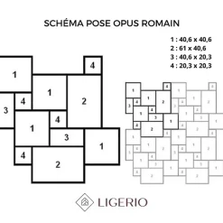 Carrelage en travertin deuxième choix - Opus : 4 formats, 1,2 cm - Vendu en lot de 0.74 m²-Ligerio