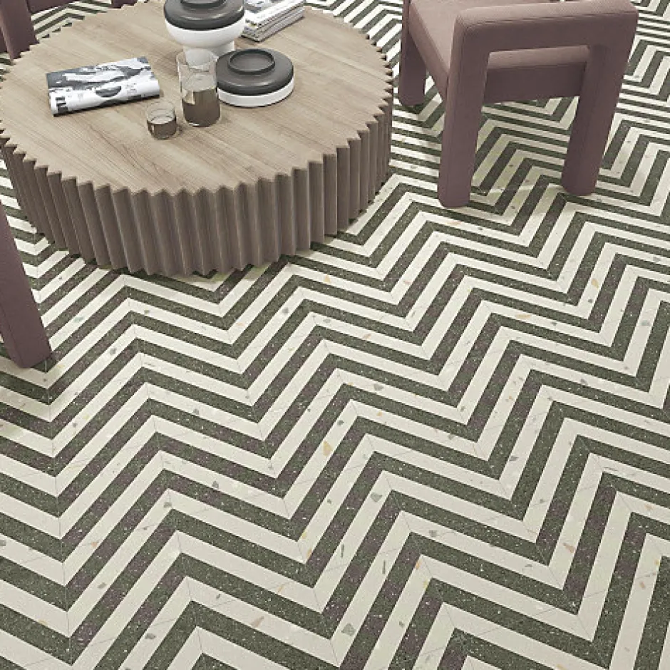 Carrelage extérieur antidérapant effet terrazzo 80x80 cm NIZA-R Antideslizante Beige-Eiffel art construction Sale