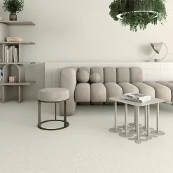 Carrelage extérieur antidérapant effet terrazzo grand format blanc 80x80 cm MICRA R Blanco GRIP-Eiffel art construction New