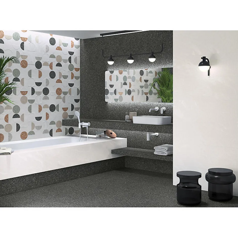 Aelle Carrelage Carrelage extérieur antidérapant effet terrazzo 80x80 cm NIZA-R Antideslizante Negro