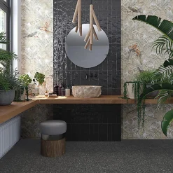 Aelle Carrelage Carrelage extérieur antidérapant effet terrazzo 80x80 cm NIZA-R Antideslizante Negro