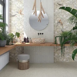 Carrelage extérieur antidérapant effet terrazzo 80x80 cm NIZA-R Antideslizante Gris-Aelle Carrelage New