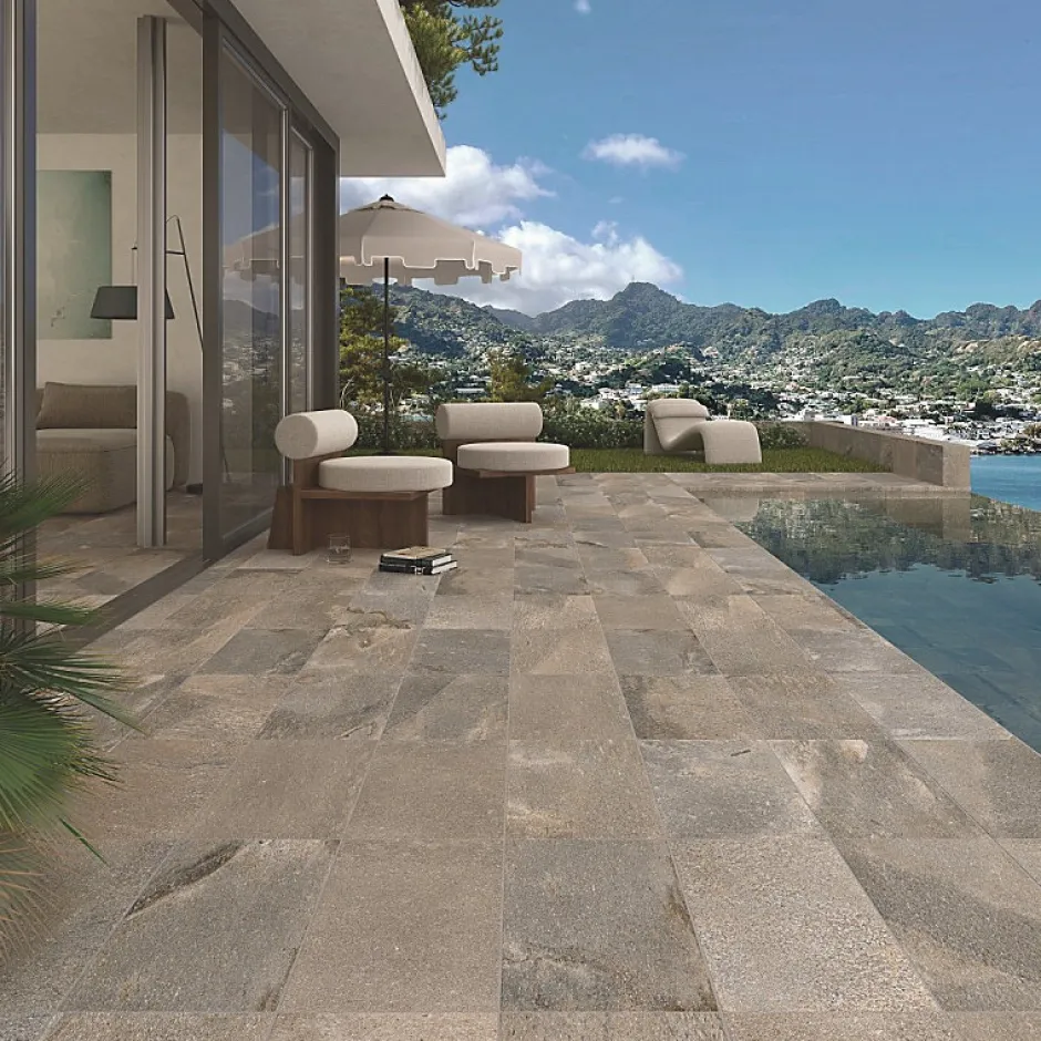 Carrelage extérieur antidérapant effet pierre naturelle 30x60 cm BALI Grafito-Eiffel art construction Best