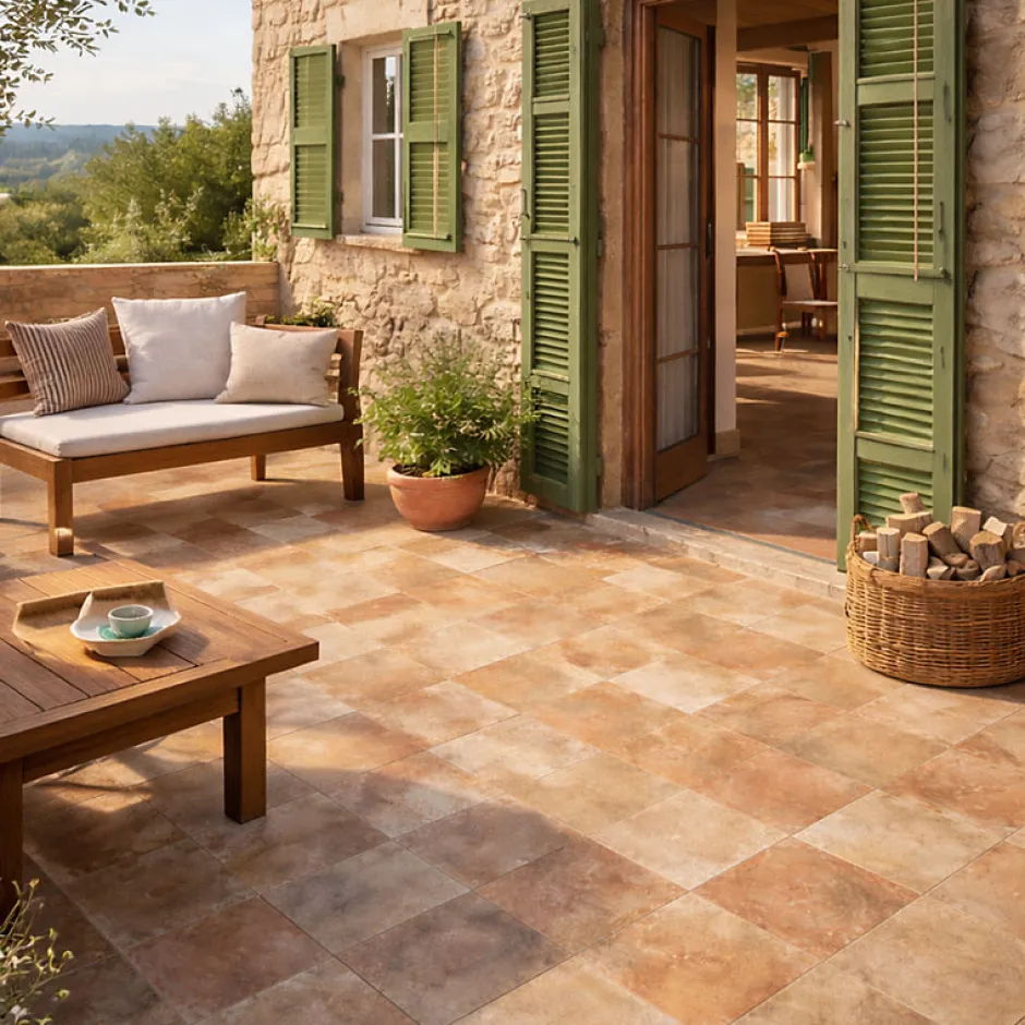 Aelle Carrelage Carrelage extérieur effet pierre méditerranéenne rustique 33,3x33,3 cm - MYK-PALA