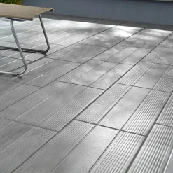GoodHome Carrelage extérieur Stripe wood gris 30 x 60 cm