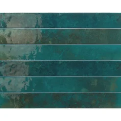 Carrelage faïence mur bleu turqoise rectangulaire 5x40 cm BALI HESPER-Aelle Carrelage