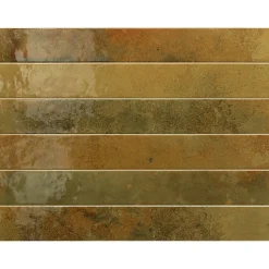 Aelle Carrelage Carrelage faïence mur marron vert brillant rectangulaire 5x40 cm BALI MOSS