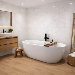 Carrelage faience mural effet marbre blanc 30x90 cm brillante - MYK-MARMOL-Aelle Carrelage Outlet