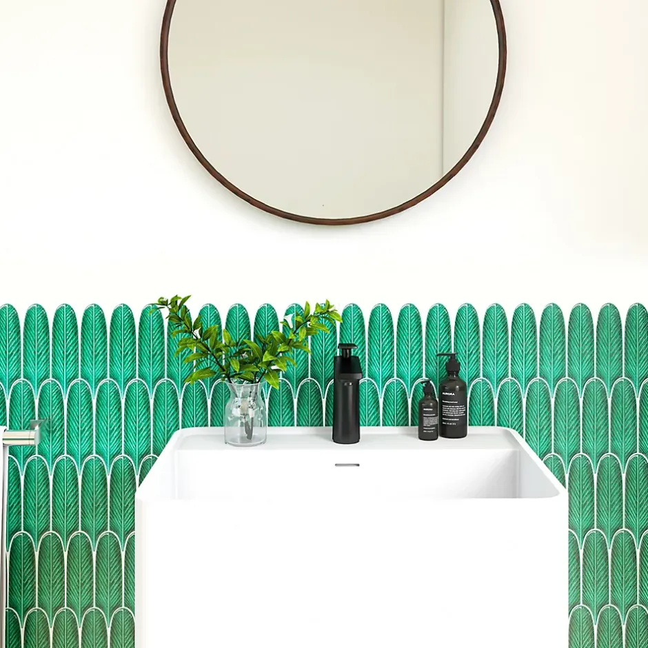 Carrelage Signature Carrelage feuilles longues vert uni 19,5x5,7 cm - prix à la piéce-