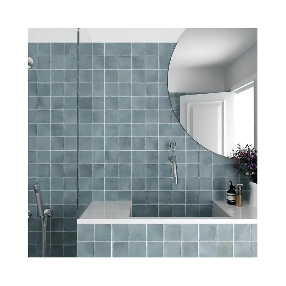 Gioia Materia Carrelage grès cérame ARGILE 10x10 cm Bleu - Mat - boîte de 0.6 m2