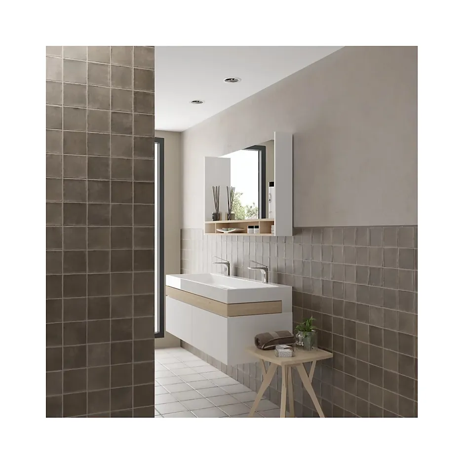 Gioia Materia Carrelage grès cérame ARGILE 10x10 cm Chocolat - Mat - boîte de 0.6 m2