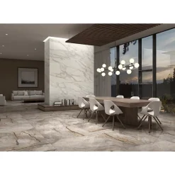 Carrelage grès cérame effet marbre WILD FOREST 280x120cm Greige (gris/beige) - Brillant / Poli - boîte de 3.34 m2-Gioia Materia Hot