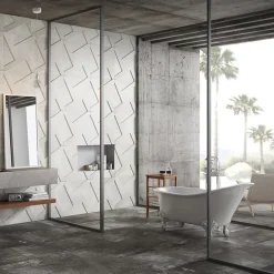 Gioia Materia Carrelage grès cérame effet métal Alchemy 7.0 Decor Ramp 60x60 cm Blanc - Martelé et Naturel (mix) - boîte de 1.06 m2