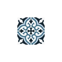 Gioia Materia Carrelage grès cérame effet carreau ciment Valencia Lonja 25x25 cm Bleu - Mat - boîte de 1.13 m2