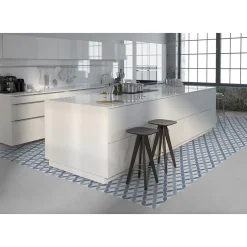 Gioia Materia Carrelage grès cérame effet carreau de ciment BARCELONA ARCH 25x25cm 25x25 cm Bleu - Mat - boîte de 1.13 m2