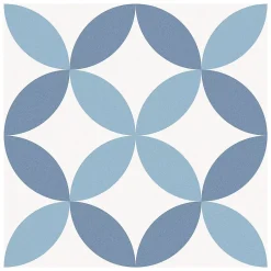 Gioia Materia Carrelage grès cérame effet carreau de ciment BARCELONA ARCH 25x25cm 25x25 cm Bleu - Mat - boîte de 1.13 m2