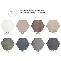 Gioia Materia Carrelage grès cérame effet rustique HERITAGE hexagone 20x17,5cm Hexagone 20x17.5 cm Beige - Mat et Brillant (mélange) - boîte de