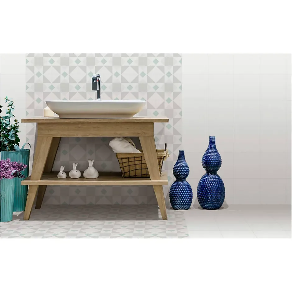 Gioia Materia Carrelage grès cérame effet carreau ciment PARIS OPÉRA 25x25cm 25x25 cm Blanc cassé - Mat - boîte de 1.13 m2