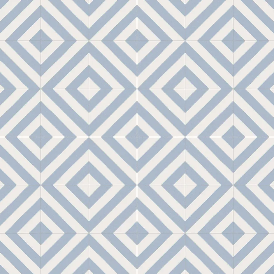 Carrelage grès cérame effet carreau de ciment MAORI GOROKA 20x20 cm Bleu Ciel - Mat - boîte de 1 m2-Gioia Materia Outlet