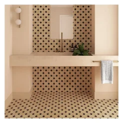 Carrelage grès cérame effet rustique AL ANDALUS Croix Fawn - Mat - boîte de 0.49 m2-Gioia Materia Online