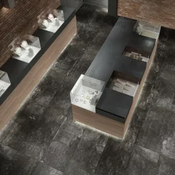 Gioia Materia Carrelage grès cérame effet métal Alchemy 7.0 30x10 cm Noir - Martelé - boîte de 1.05 m2