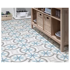 Carrelage grès cérame effet carreau de ciment BARCELONA MAR 25x25cm 25x25 cm Bleu - Mat - boîte de 1.13 m2-Gioia Materia New