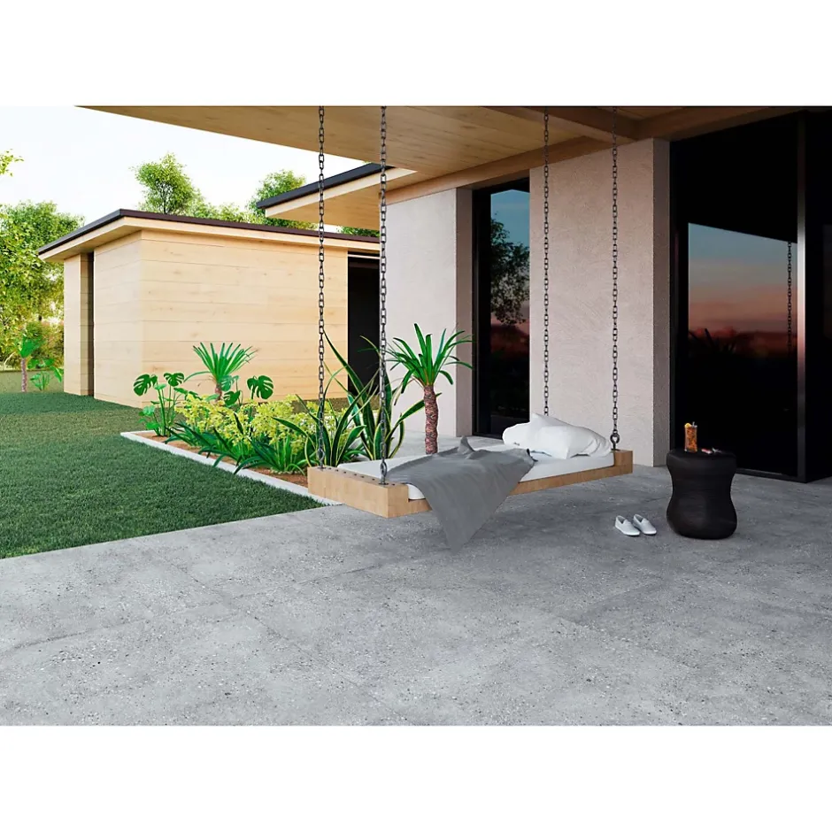 Gioia Materia Carrelage grès cérame effet terrazzo Wind 100x100 cm Gris - Naturel - boîte de 0.99 m2
