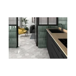 Carrelage grès cérame effet rustique HERITAGE hexagone 20x17,5cm Hexagone 20x17.5 cm Blanc cassé - Mat et Brillant (mélange) - bo-Gioia Materia Discount