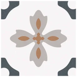 Carrelage grès cérame effet carreau de ciment VALENCIA TURIA 25x25cm 25x25 cm Blanc - Mat - boîte de 1.13 m2-Gioia Materia Outlet