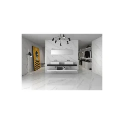 Carrelage grès cérame effet marbre BLANC STATUARY 120x120 cm Blanc - Brillant / Poli - boîte de 1.44 m2-Gioia Materia Best