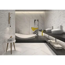 Carrelage grès cérame effet marbre BLANC STATUARY 120x120 cm Blanc - Brillant / Poli - boîte de 1.44 m2-Gioia Materia Best