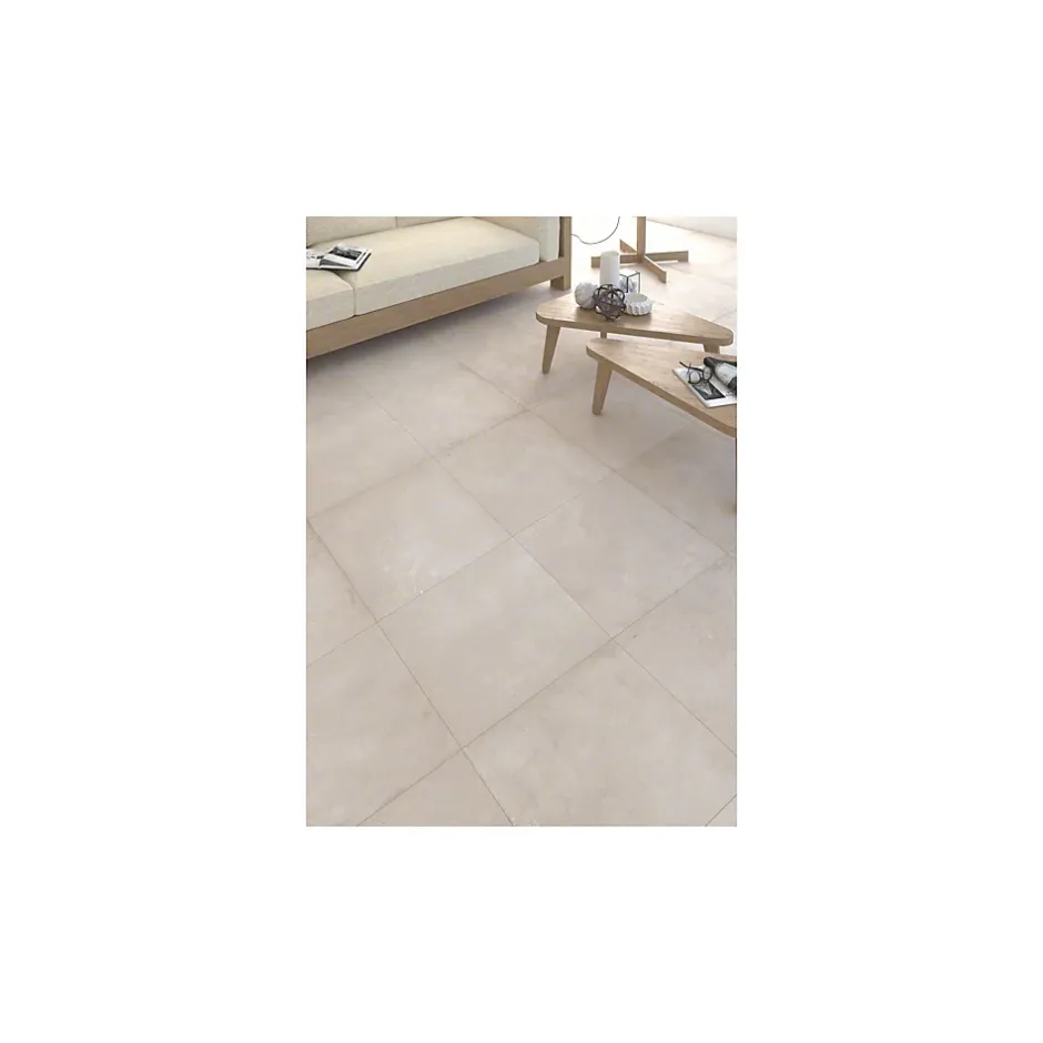 Gioia Materia Carrelage grès cérame effet ciment RIFT 60x60 cm Beige - Mat - boîte de 01.08 m2