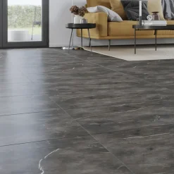 GoodHome Carrelage grès cérame émaillé Ultimate effet marbre gris L. 75 x l.37,5 cm