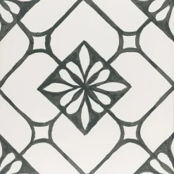 carrelage imitation carreaux ciment 44x44 cm TISA BLACK-Concept Mosaïque Discount