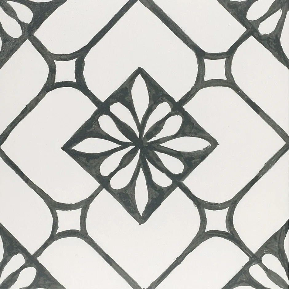 carrelage imitation carreaux ciment 44x44 cm TISA BLACK-Concept Mosaïque Discount